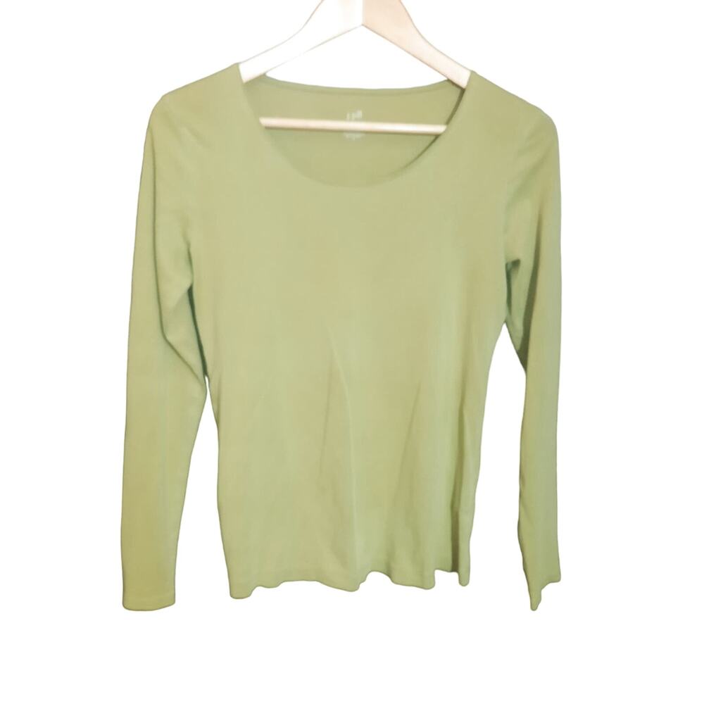 J. Jill Womens Green Basic Cotton Long Sleeve Tee's Set of 2 Size Small